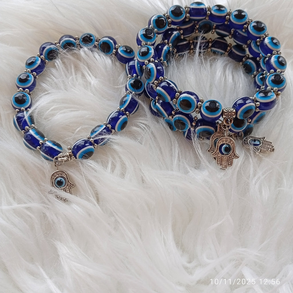 4 pieces Evil Eye Bracelets With The Hand of Hamsa | Bracelet by Klasik Lady Collections