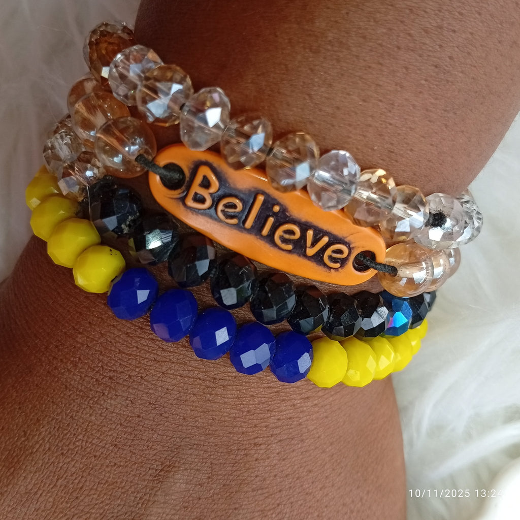 Believe Multi - Color Friendship Stack Bracelet (Set of 4) | by Klasik Lady Collections