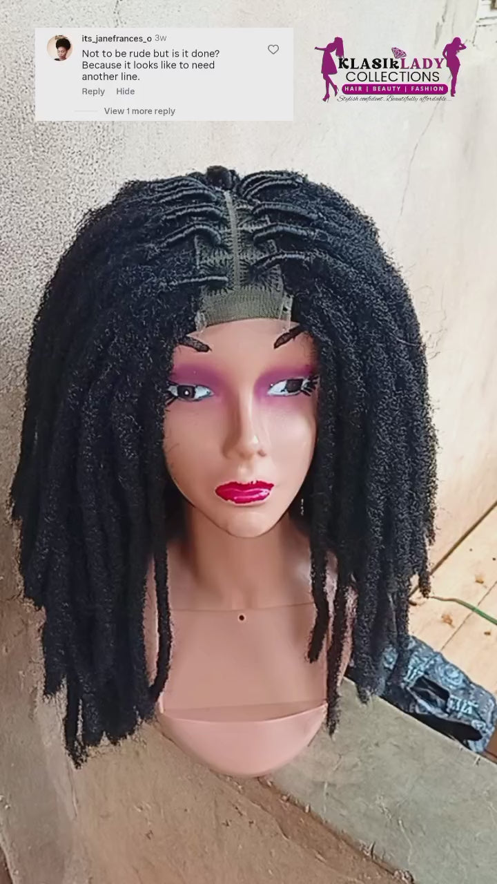 14 inch Glueless Dreadlock Wig | 2 x 6 closure - Black